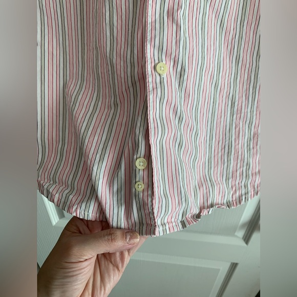 Button up pink and grey striped blouse by Merona size Medium - Picture 6 of 6